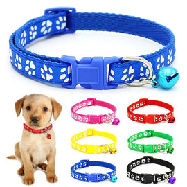 Nylon  with Bell Pet  Cute Fashion Paw  Dog Cat Puppy  Charm Adjustable Lovely Safety Collars 1PC New Buckle