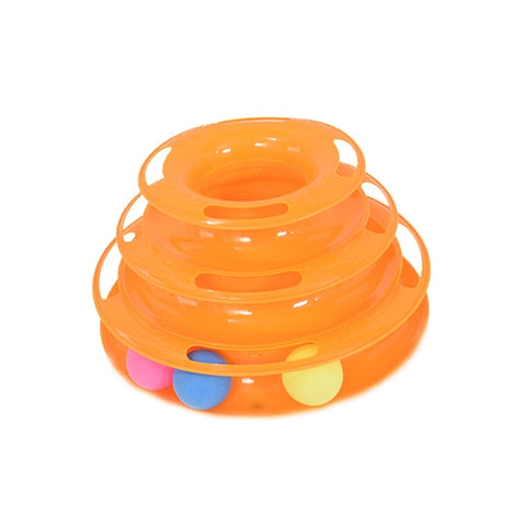 Three Levels pet cat toy Tower Tracks Disc cat Intelligence Amusement triple pay disc cat toys ball Training Amusement plate