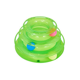 Three Levels pet cat toy Tower Tracks Disc cat Intelligence Amusement triple pay disc cat toys ball Training Amusement plate