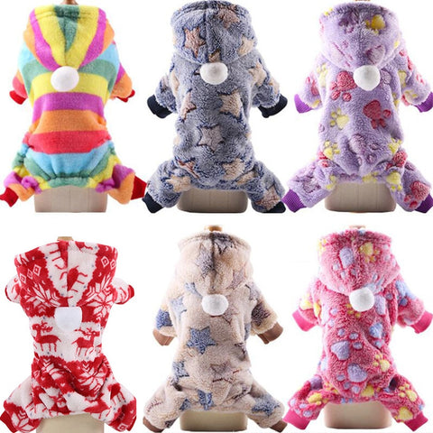 pawstrip Small Dog Clothes Warm Winter Pet Dog Jumpsuit Soft Fleece Puppy Hoodie Autumn Dog Clothing For Teddy Pomeranian XS-XXL