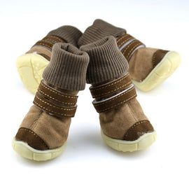 Thick Fur Pet Shoes Small Dogs Shoes Winter Warm Snow Boots For Teddy Poodle Coffee/Pink/Purple