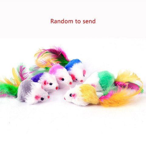 Fashion Random Colour Plastic Cat Toys Feather Funny Cat Mice Shape 20 x 10cm False Mouse Pet Products Bottom Sucker Elastic