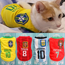 Pet Cat Football Clothes Tshirt Summer Sport Shirt Clothing For Small Cats Kitty Outfit Vest Kitten Soccer Jersey Pet Supplies