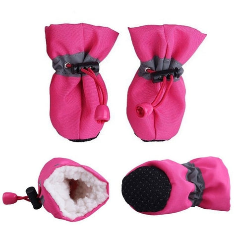 HOT 4pcs Winter Pet Dog Waterproof Shoes Anti-slip Rain Snow Boots Footwear Thick Warm For Small Cats Dogs  Socks Booties Top