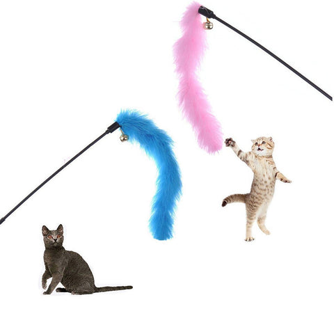 1PC Feather Toys Kitten Funny Colorful Rod Cat Wand Toys Plastic Pet Cat Toys Interactive Stick Pet Dog Cat Supplies DropShip