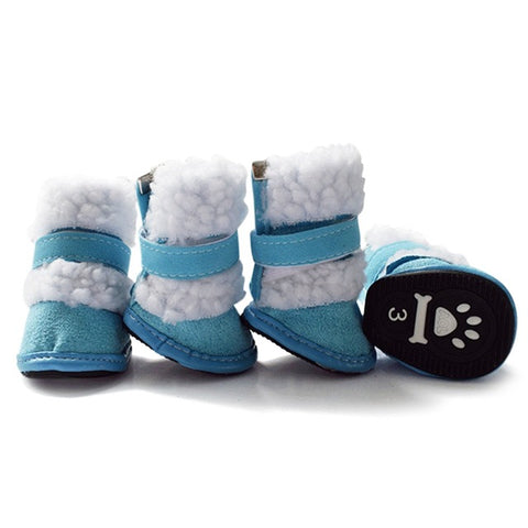 4pcs Cashmere Pet Shoes Small Dogs Shoes Winter Warm Snow Boots For Teddy Poodle Paw Protectors Shoes