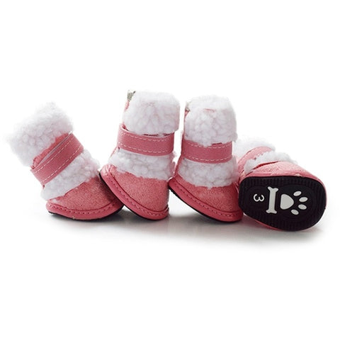 4pcs Cashmere Pet Shoes Small Dogs Shoes Winter Warm Snow Boots For Teddy Poodle Paw Protectors Shoes