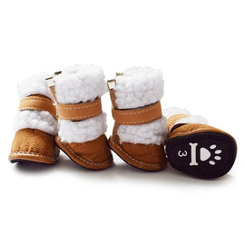 4pcs Cashmere Pet Shoes Small Dogs Shoes Winter Warm Snow Boots For Teddy Poodle Paw Protectors Shoes