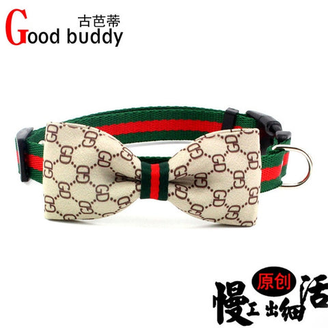 Pet collar dog traction classic removable old flower bow cat neck belt fabric dog neck chain nylon traction rope