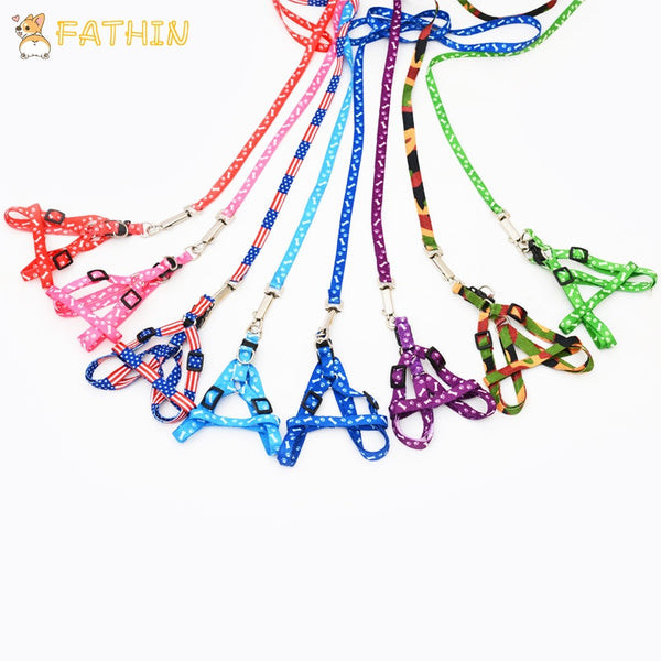 FATHIN Hot Sale Pet Dog Leash Traction Rope Pet Harness Dog Collar for Small Medium Dogs 10 color