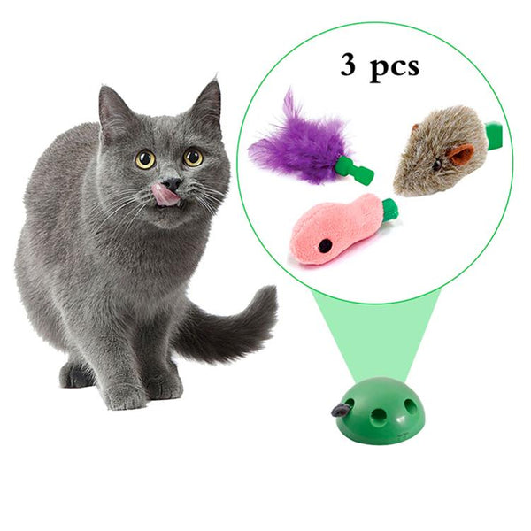 3Pcs Cat Toy Pop Play Pet Toy Ball POP N PLAY Cat Scratching Device With 3 Replaceable Accessories Mouse Fish Feather