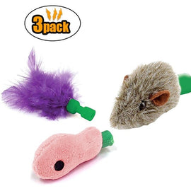 3Pcs Cat Toy Pop Play Pet Toy Ball POP N PLAY Cat Scratching Device With 3 Replaceable Accessories Mouse Fish Feather