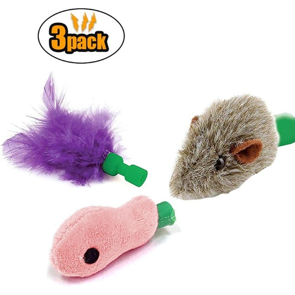 3Pcs Cat Toy Pop Play Pet Toy Ball POP N PLAY Cat Scratching Device With 3 Replaceable Accessories Mouse Fish Feather