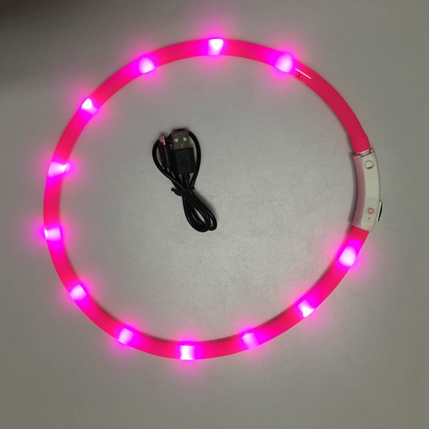 Luminous LED Light USB Dog Collar Pet Dogs Cats USB Rechargeable Flashing Night Collars Glowing Teddy Flash Collar Pet