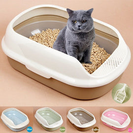 Plastic Cat Litter Scoop With Hook Pet Portable Toilet Large Plastic Cat Litter Box Sifting Tray Kitten Toilet Pan Easy Clean