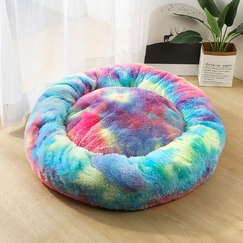 Soft Cat Bed Long Plush Super Soft Pet Bed Kennel Dog Round Cat Winter Warm Sleeping Bag Puppy Cushion Mat Portable Cat Supplies