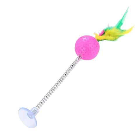 1Pc Funny Interactive Suction Spring Cat Toy Cat Feather Wand Cat Teaser Pet Interactive Supplies Cat Favor Random Color