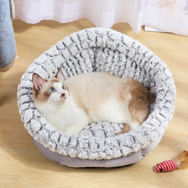 Adjustable Soft Long Plush Cat Bed Cat Bed Round  Round Pet Dog Bed For Small Dogs Cats Nest Winter Warm Sleeping Bed Puppy Mat