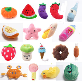 1pc Fruit Animals Cartoon Dog Toys Stuffed Squeaking Pet Toy Cute Plush Puzzle for Dogs Cat Chew Squeaker Squeaky Toy for Pet