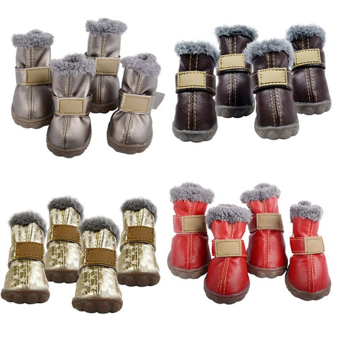 Pet Dog Shoes Winter Super Warm 4pcs/set Dogs Snow Boots Cotton Anti Slip Shoes for Dogs Puppy Pet Product Chihuahua Waterproof