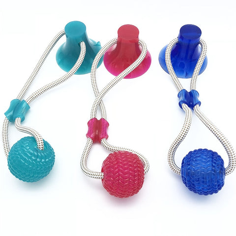 Pet Toys with Suction Cup Dog Push Toy with TPR Ball Pet Tooth Cleaning Chewing Rubber Dog Toys for Small Dogs Rubber Dog Toy