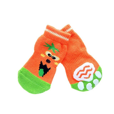 4PCS/Set Pet Dogs Soft Cotton Anti-slip Knit Shoes Weave Warm Christmas Sock Skid Bottom Mini Dog Socks Indoor Outdoor Party