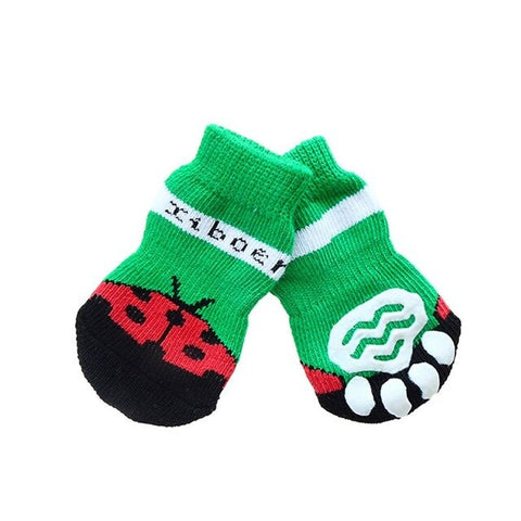 4PCS/Set Pet Dogs Soft Cotton Anti-slip Knit Shoes Weave Warm Christmas Sock Skid Bottom Mini Dog Socks Indoor Outdoor Party