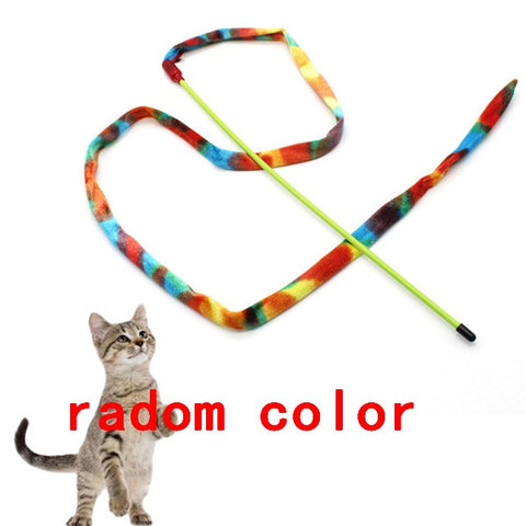 Funny Feather Spring Kitten Cat Toy Feather Rod Teaser Bell Bead Play Pet Wand Teasing with Colored Beads freeshipping