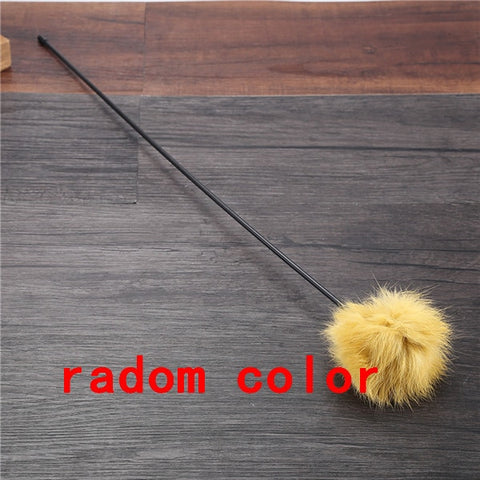 Funny Feather Spring Kitten Cat Toy Feather Rod Teaser Bell Bead Play Pet Wand Teasing with Colored Beads freeshipping