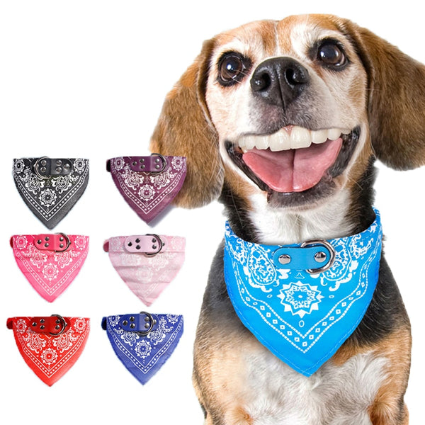 Bandana Leather Printed Soft Collar For Cat and Dog Scarf Collar For Chihuahua Puppy