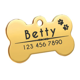 Dog ID Tag Engraved Metal Customized Pet Tags Small Large Dog Accessories Personalized Bone Paw Name Tag Plate Collar Decoration