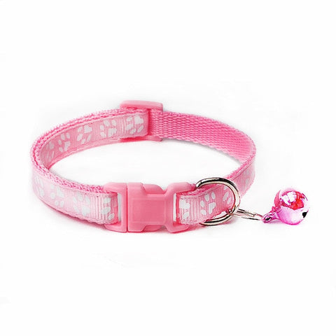 1pcs Pet Collar with Bell Lovely Small Footprint Flower Adjustable Strap Nylon Fabric Puppy Teddy Cat Kitten collier chien