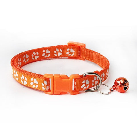 1pcs Pet Collar with Bell Lovely Small Footprint Flower Adjustable Strap Nylon Fabric Puppy Teddy Cat Kitten collier chien