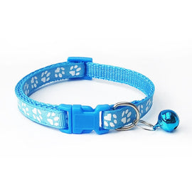 1pcs Pet Collar with Bell Lovely Small Footprint Flower Adjustable Strap Nylon Fabric Puppy Teddy Cat Kitten collier chien