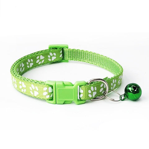 1pcs Pet Collar with Bell Lovely Small Footprint Flower Adjustable Strap Nylon Fabric Puppy Teddy Cat Kitten collier chien