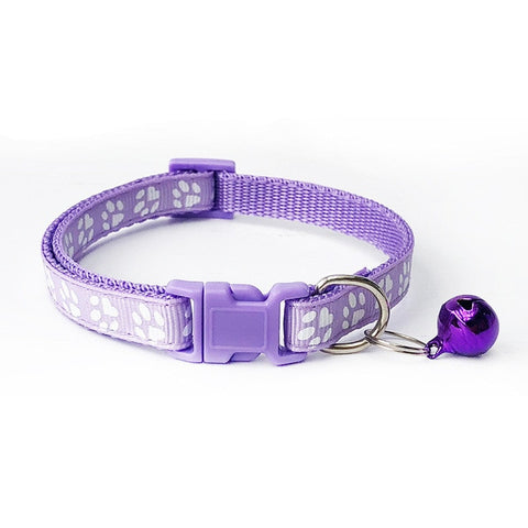 1pcs Pet Collar with Bell Lovely Small Footprint Flower Adjustable Strap Nylon Fabric Puppy Teddy Cat Kitten collier chien