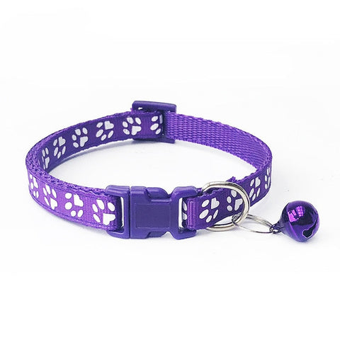 1pcs Pet Collar with Bell Lovely Small Footprint Flower Adjustable Strap Nylon Fabric Puppy Teddy Cat Kitten collier chien