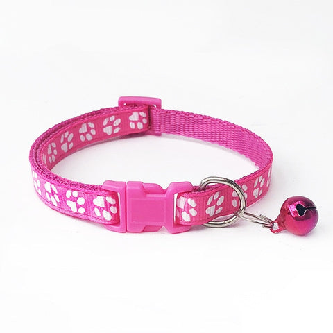 1pcs Pet Collar with Bell Lovely Small Footprint Flower Adjustable Strap Nylon Fabric Puppy Teddy Cat Kitten collier chien