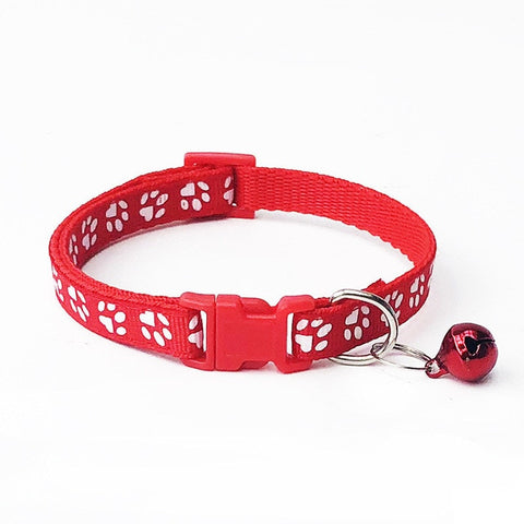 1pcs Pet Collar with Bell Lovely Small Footprint Flower Adjustable Strap Nylon Fabric Puppy Teddy Cat Kitten collier chien