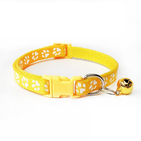 1pcs Pet Collar with Bell Lovely Small Footprint Flower Adjustable Strap Nylon Fabric Puppy Teddy Cat Kitten collier chien