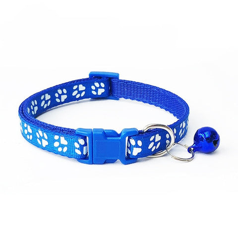 1pcs Pet Collar with Bell Lovely Small Footprint Flower Adjustable Strap Nylon Fabric Puppy Teddy Cat Kitten collier chien