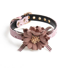 Dog Collar Pet Products 1 PC Adjustable Pet Neck Strap Flower Shape PU Leather Small Dog Leads Cat Bow tie