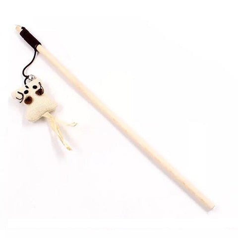 40cm Pet Cat Teaser Toys Feather Linen Wand Cat Catcher Teaser Stick Cat Interactive Toys Wood Rod Mouse Toy