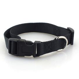 Pet Dog Collar Classic Solid Basic Polyester Nylon Dog Collar with Quick Snap Buckle, Can Match Leash & Harness