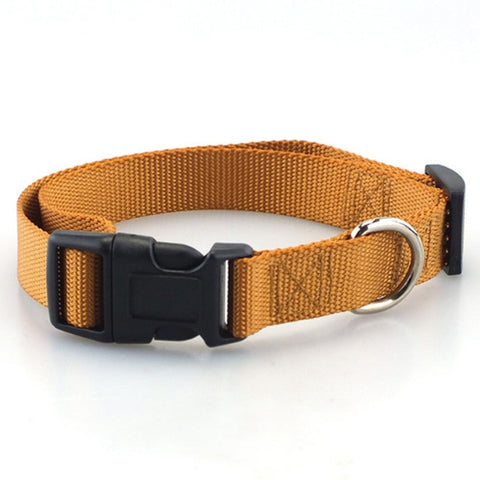 Pet Dog Collar Classic Solid Basic Polyester Nylon Dog Collar with Quick Snap Buckle, Can Match Leash & Harness