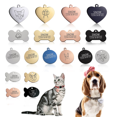 New 1pcs cat dog ID tag Free engraving dog Collar pet Charm Pet name pendant Bone Necklace Collar Puppy cat collar accessory