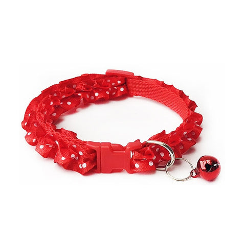 Sale 1PC  Dog Cat Lace Collar Buckle Collar Lovely  For Pet Accessories Adjustable With Bell Pet Supplies