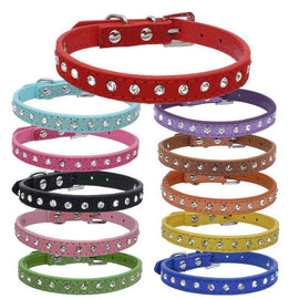 11 Colors Bling Rhinestone PU Leather Collar For Dog Pet Accessories Crystal Diamond Dog Collar and Leash For Small Large Dogs