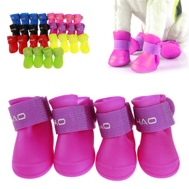 4pcs/set Dog Rubber Rain Boots Anti-slip Dog Waterproof Shoes Cute Pet Puppy Rain Snow Shoes Paw Protector for Small Large Dog