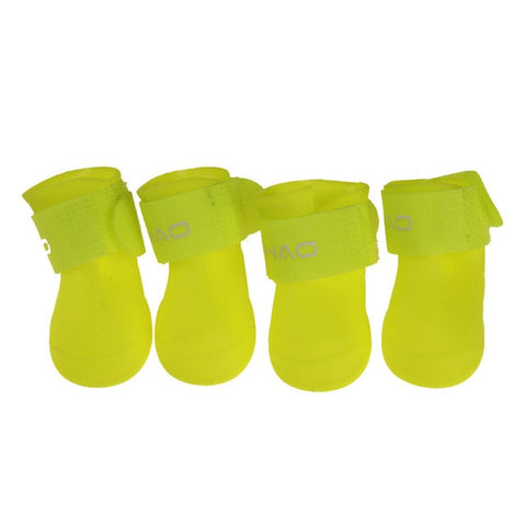 4pcs/set Dog Rubber Rain Boots Anti-slip Dog Waterproof Shoes Cute Pet Puppy Rain Snow Shoes Paw Protector for Small Large Dog